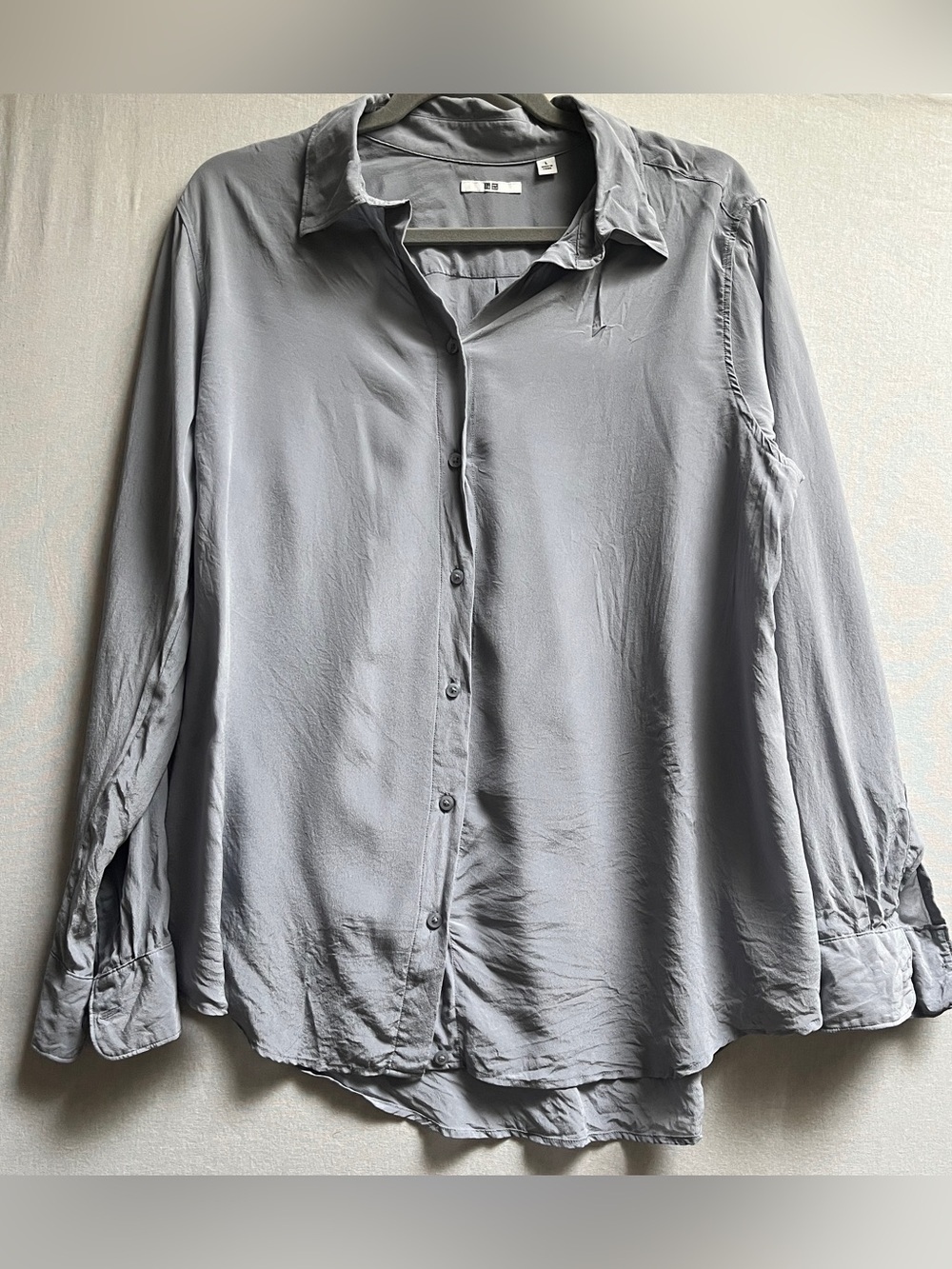Uniqlo Long Sleeve Button-Up Shirt Grey Men's Size Large